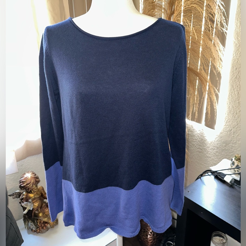 Jade & Ivory Blue Navy Combo Knitted Sweater size Large